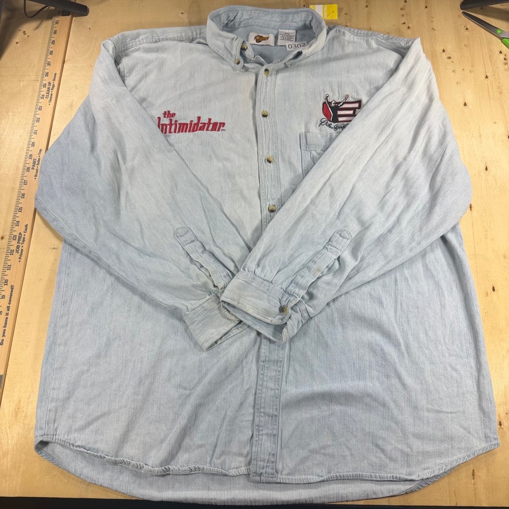 Winner's Circle Dale Earnhardt Intimidator Mens 4XL Denim Button Shirt NASCAR